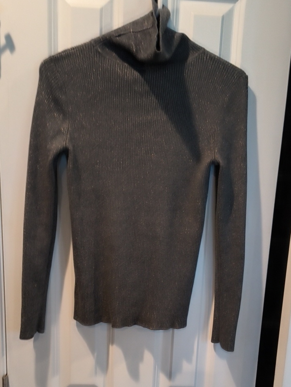 Faded Glory Metallic Ribbed Turtleneck - Silver Gray